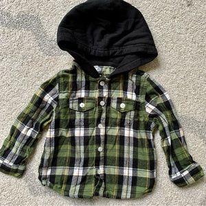 Wonder Nation Flannel Button Up Hoodie